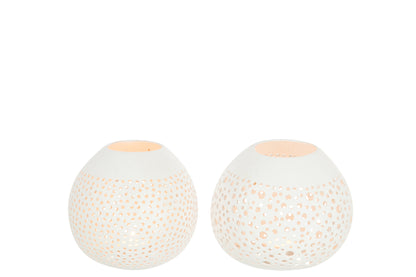 Tealight Holder Coconut Holes White Assortment Of 2