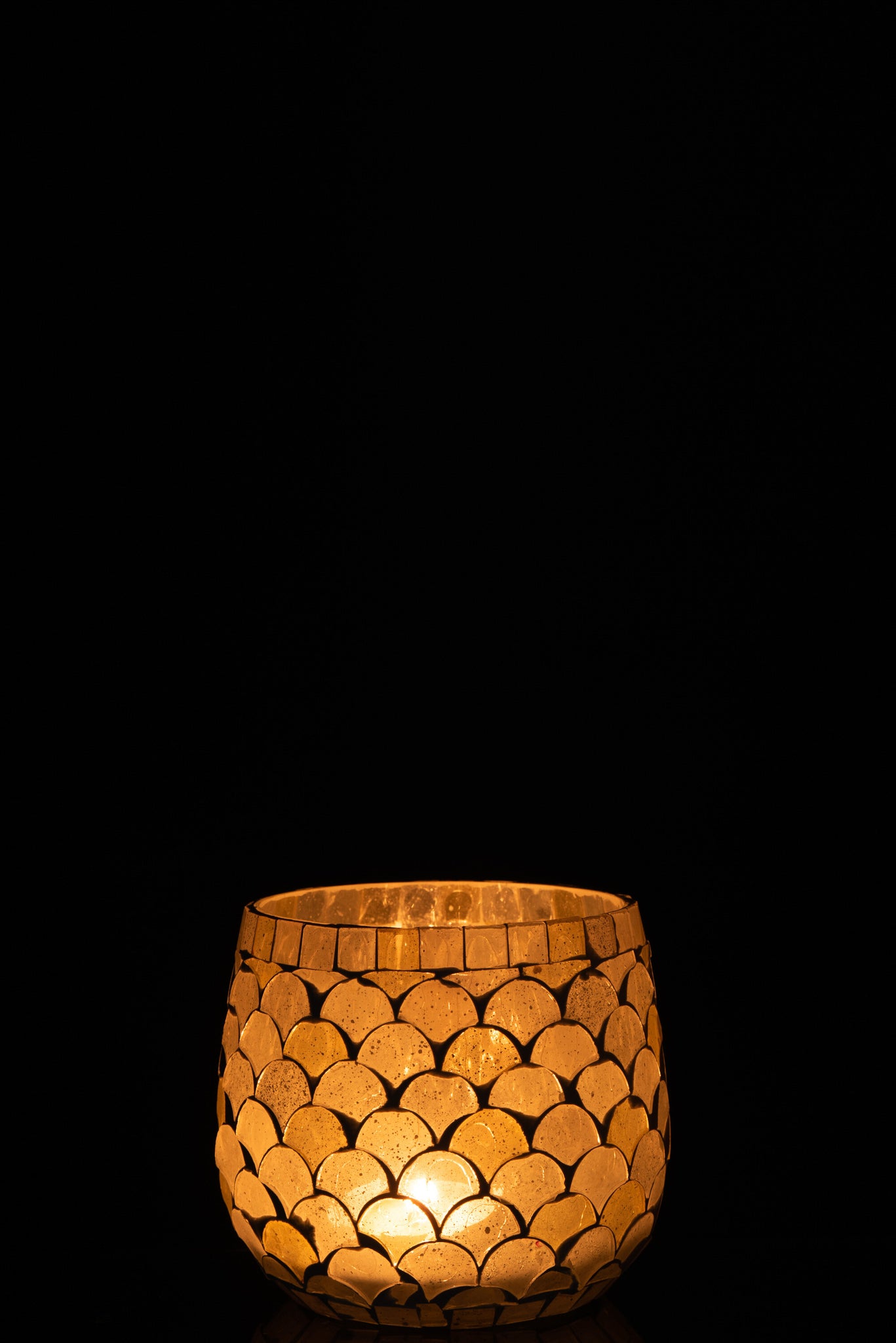 Tealight Holder Mosaic Glass White/Light Yellow Small