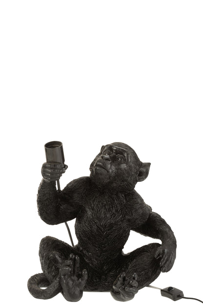 Lamp Monkey Sitting Poly Black