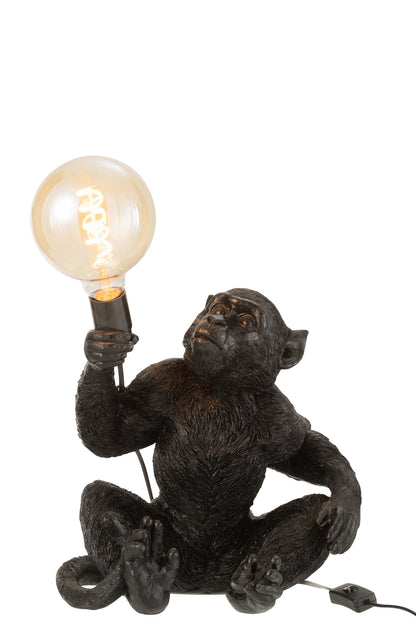 Lamp Monkey Sitting Poly Black