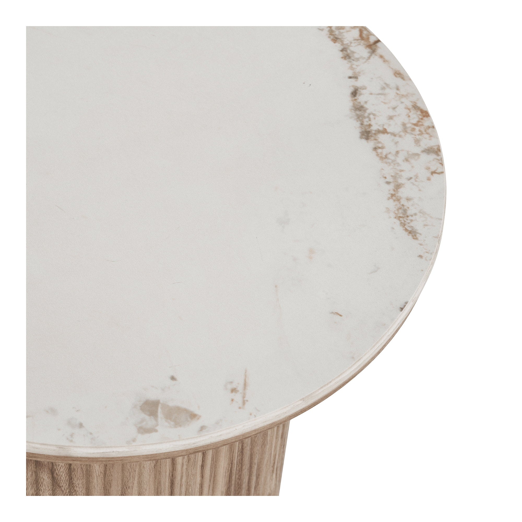 Athens Side Table - Side table, ceramic table top, white/brown ø45x50 cm