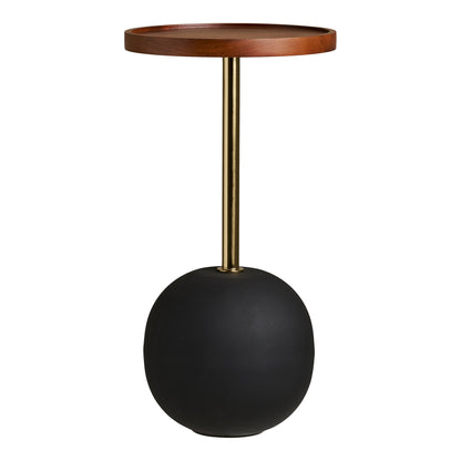 Sirone Side Table - Side table, mango wood/steel, black/brass look/dark brown Ø30x56 cm