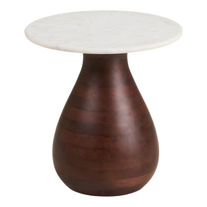 Beistelltisch Heide – Beistelltisch, Mangoholz/Marmor, Dunkelbraun/Weiß ø40x41 cm