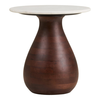 Beistelltisch Heide – Beistelltisch, Mangoholz/Marmor, Dunkelbraun/Weiß ø40x41 cm