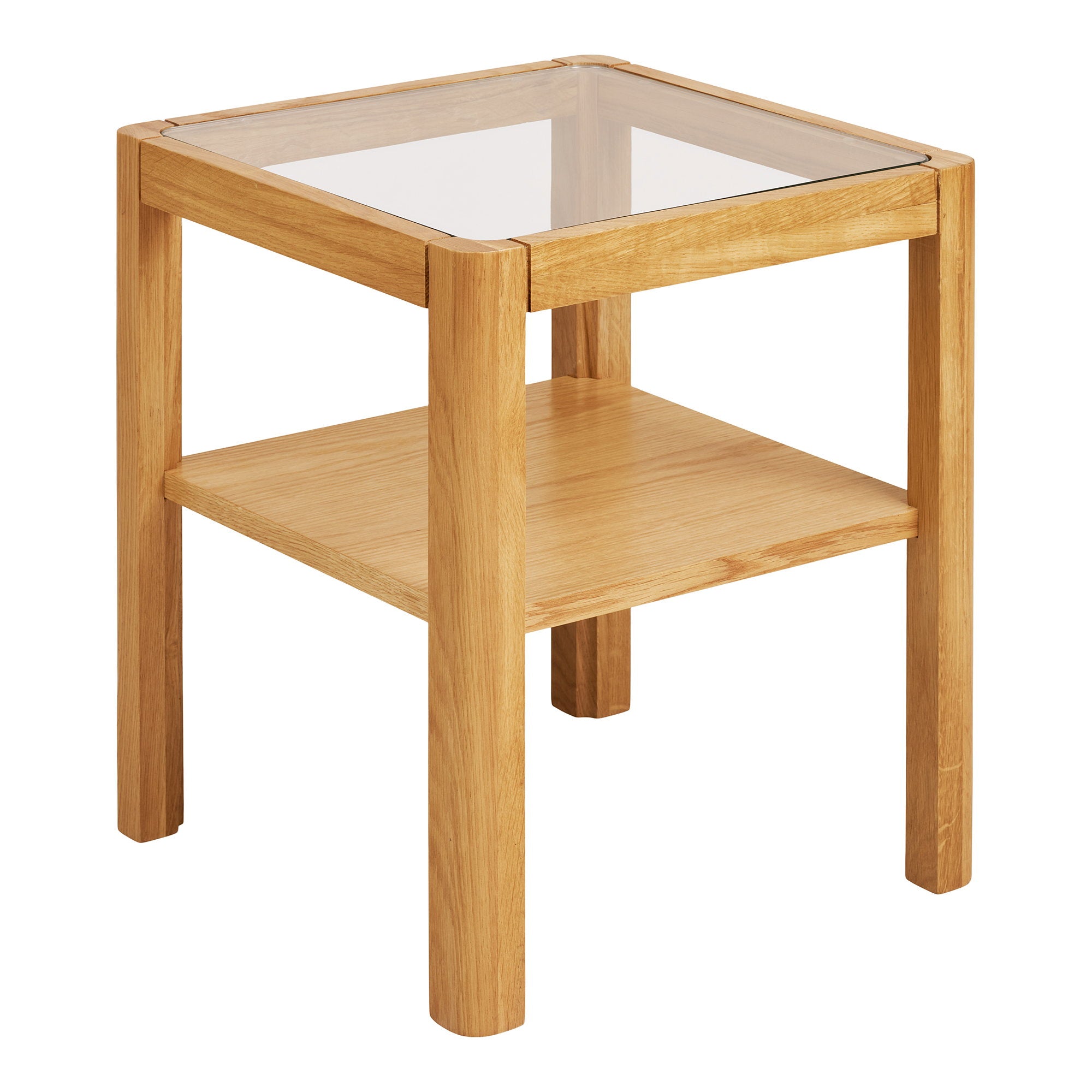 Lourmarin Beistelltisch - Beistelltisch, Eiche/Eichenfurnier/gehärtetes Glas, natur 40x40x45 cm