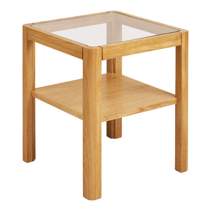 Lourmarin Beistelltisch - Beistelltisch, Eiche/Eichenfurnier/gehärtetes Glas, natur 40x40x45 cm