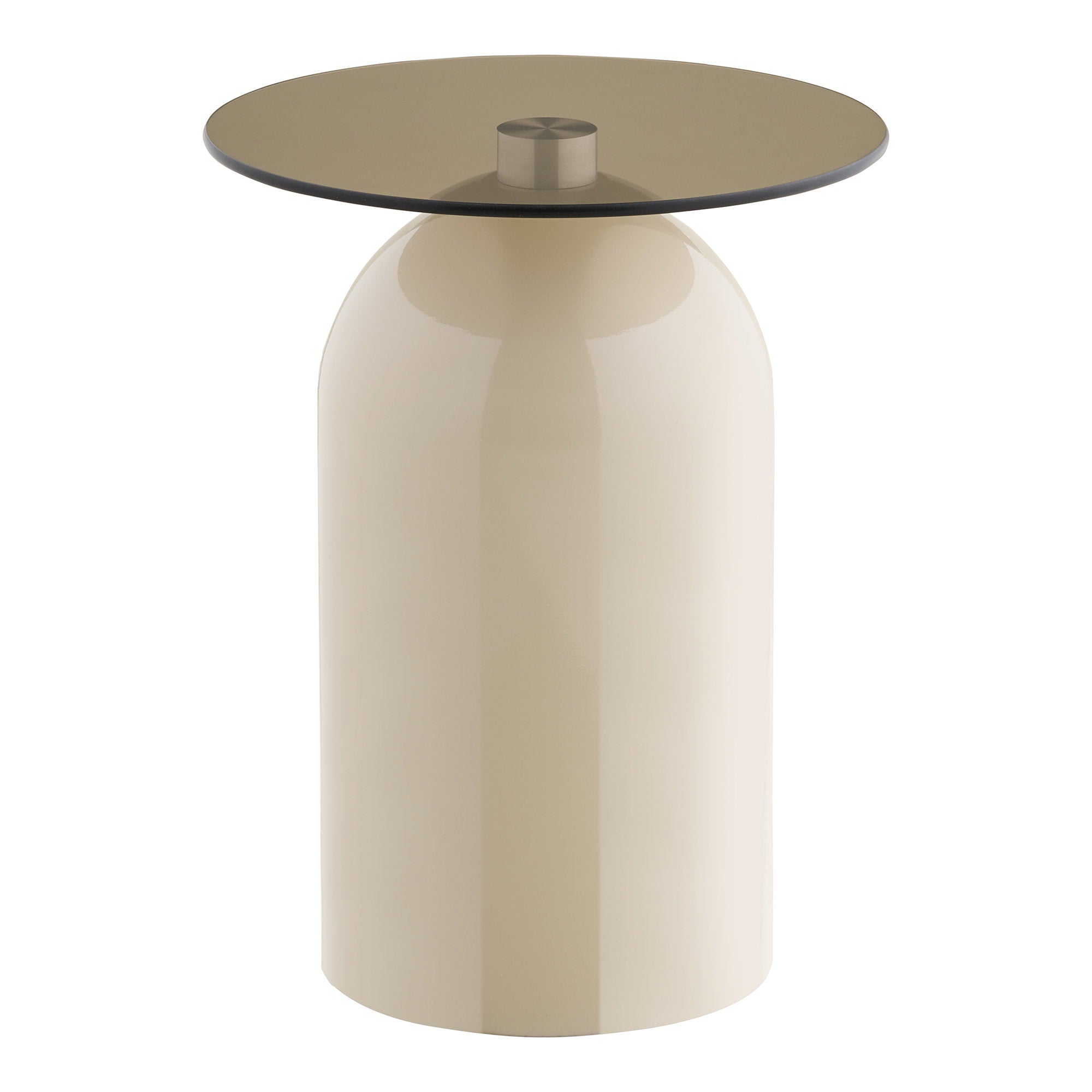 Beistelltisch Ravello - Beistelltisch, gehärtetes Glas/Metall, Grau/Beige, ø40x52 cm
