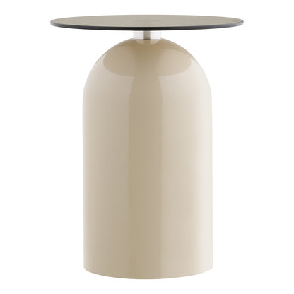 Beistelltisch Ravello - Beistelltisch, gehärtetes Glas/Metall, Grau/Beige, ø40x52 cm