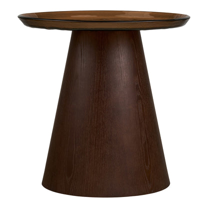Bijzettafel Orvieto – essenfineer en glas, bruin, ø50x48 cm