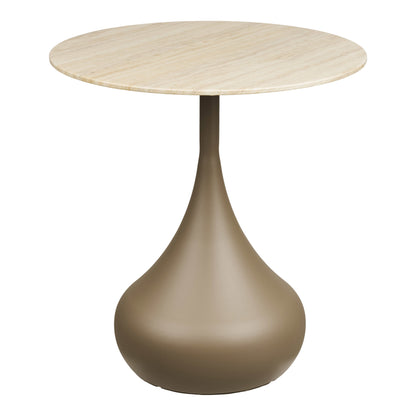 Bijzettafel Pienza – metaal en gehard glas, khaki, ø50x54 cm