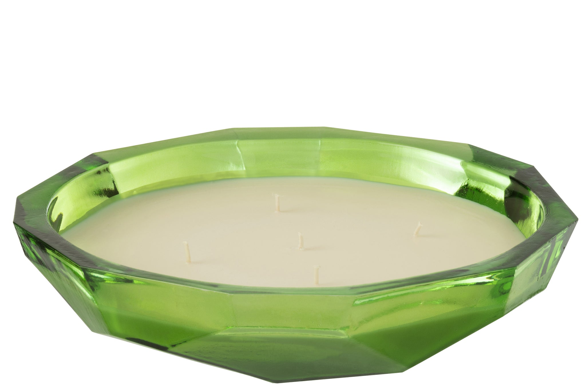 Candle Dish Origami Glass Green Large 42H