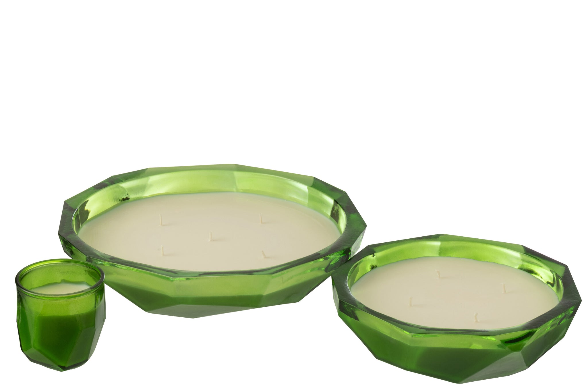 Candle Dish Origami Glass Green Large 42H