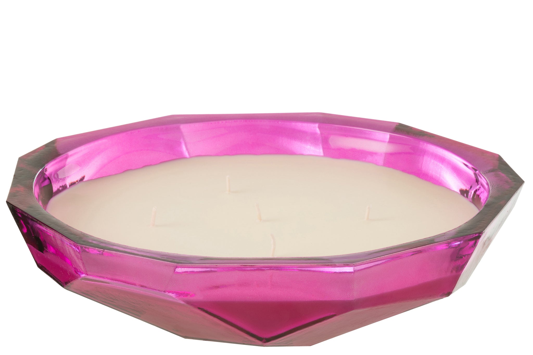 Candle Dish Origami Glass Fuchsia Large -