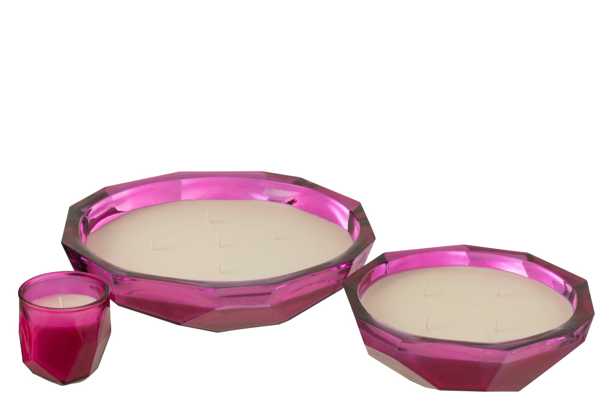Candle Dish Origami Glass Fuchsia Large -