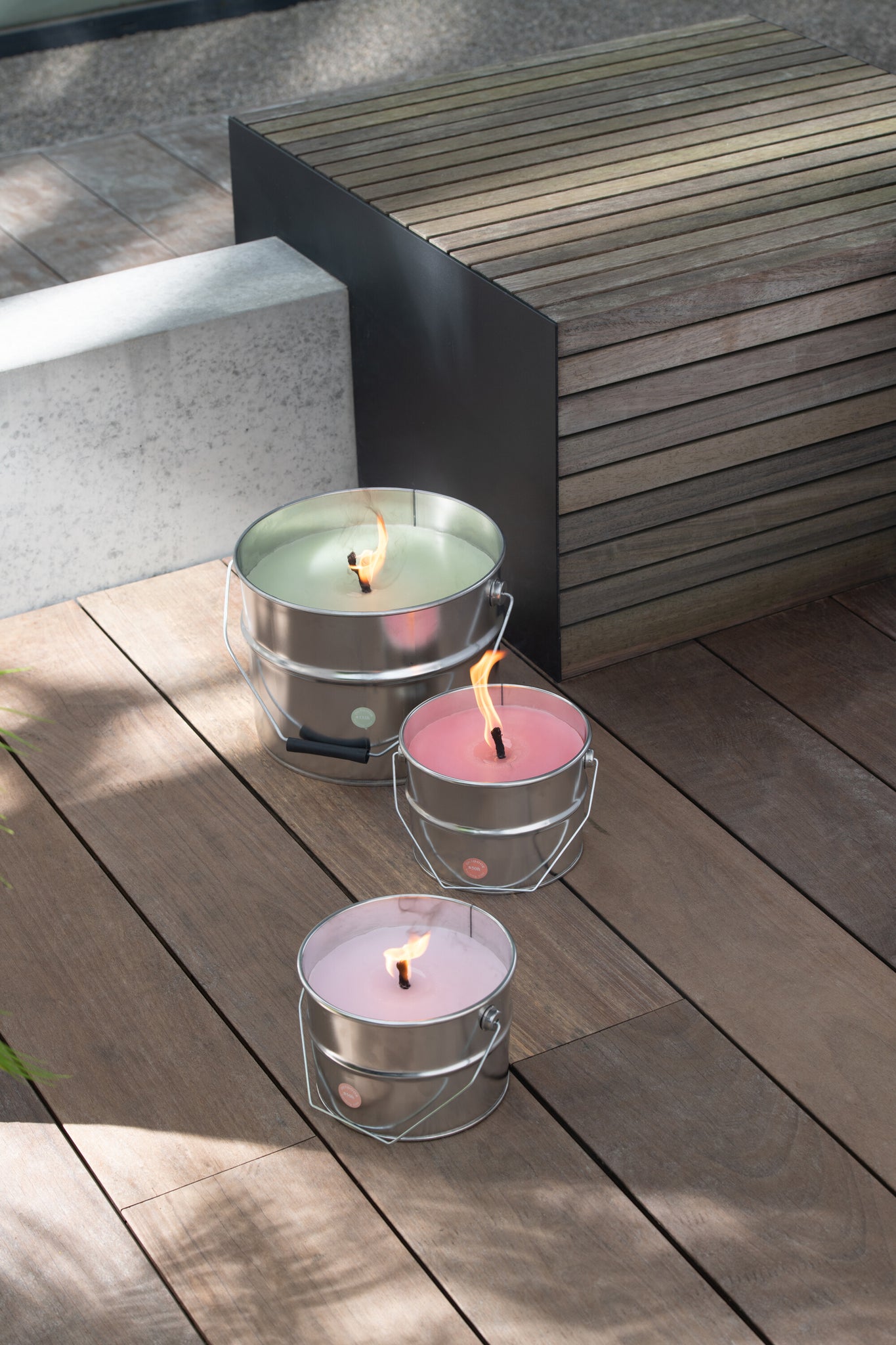 Outdoors Candle Paint Ikoko Pot Metal/Wax Apricot Small 50H