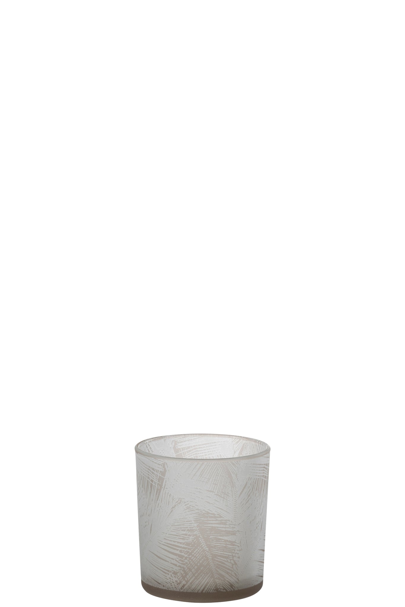 Tealight Holder Leaves Glass Beige Small