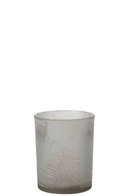 Hurricane Leaves Glass Beige Medium