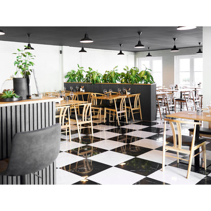 Lignano Cafe Table - Cafe table, oak, black metal base 70x70x75 cm