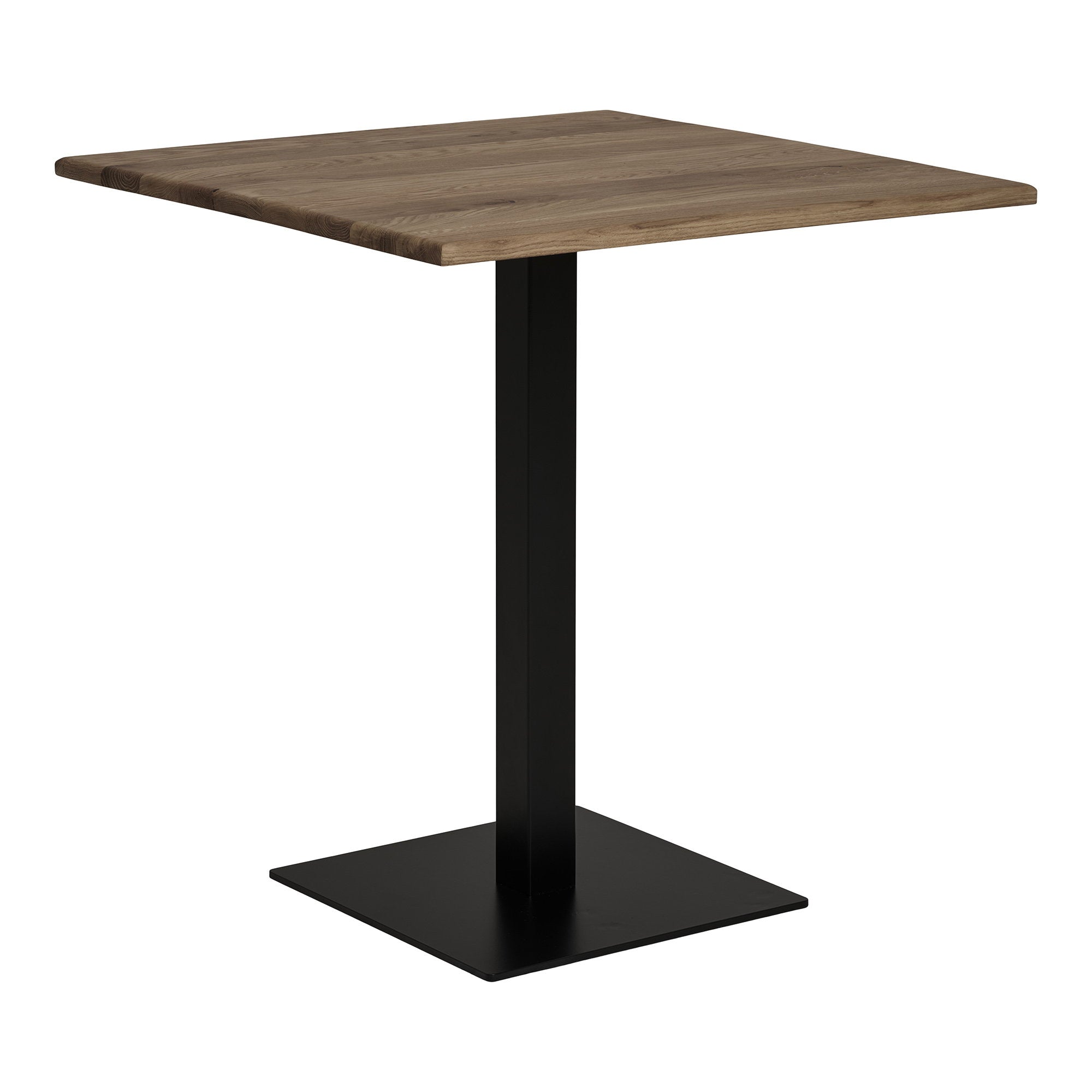 Lignano Cafe Table - Cafe table, smoked oak, black metal base 70x70x75 cm