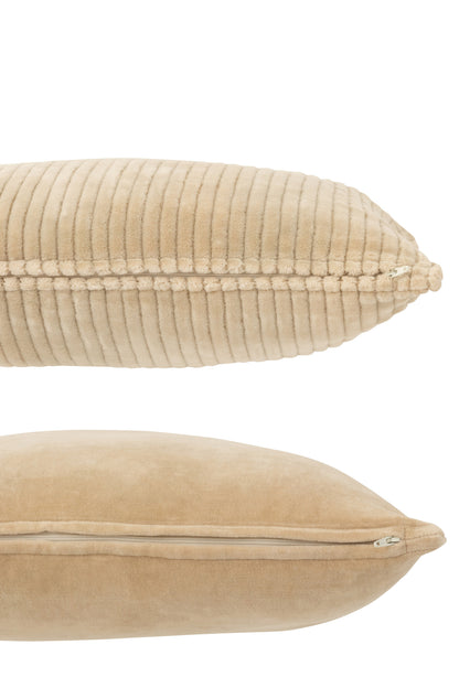 Cushion Velvet Square Cotton Beige Assortment Of 2