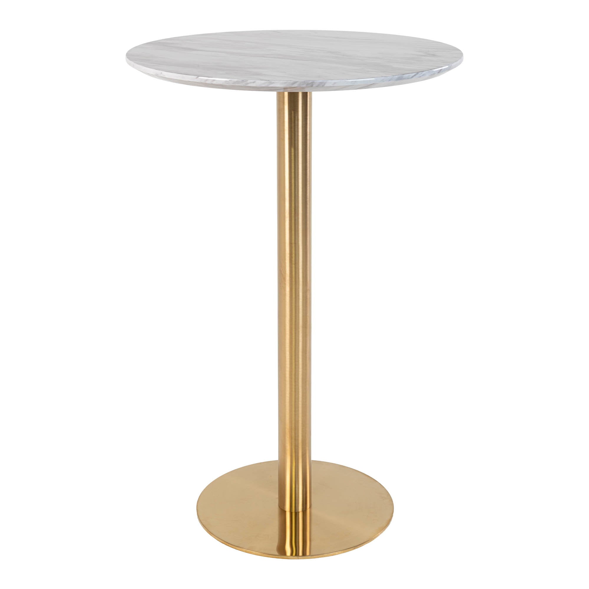 Bartafel Bolzano – marmerlook wit, messinglook, ø70×105 cm