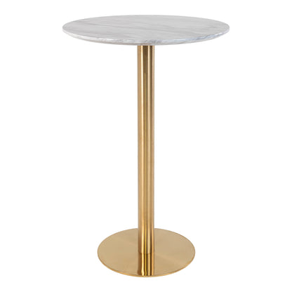Bartafel Bolzano – marmerlook wit, messinglook, ø70×105 cm