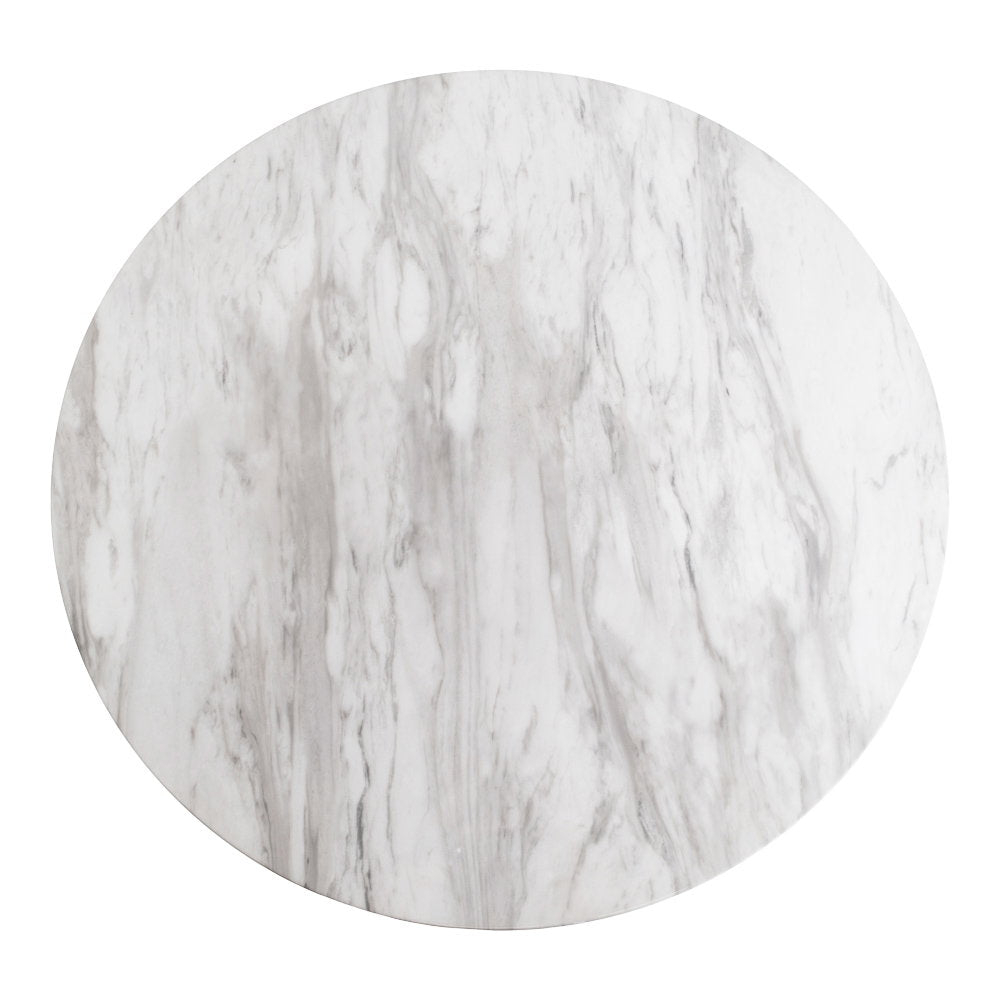 Bartafel Bolzano – marmerlook wit, messinglook, ø70×105 cm