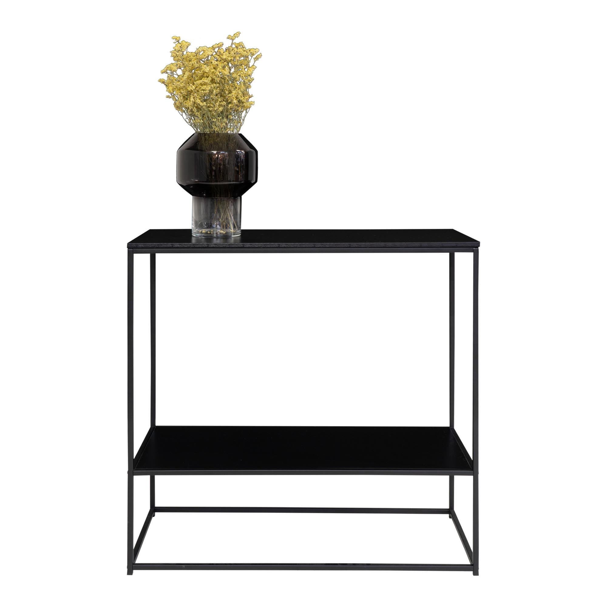Vita Console table - Console table, 2 shelves, black, black frame 80x36x80 cm