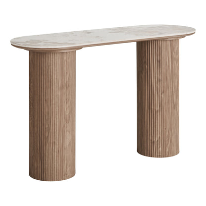 Athens Konsolentisch - Konsolentisch, Keramik-Tischplatte, weiß/braun 40x120x78 cm
