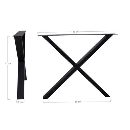 Nimes Tischbeine - Tischbeine, schwarz pulverbeschichtet, Design X 8x86x70,8 cm