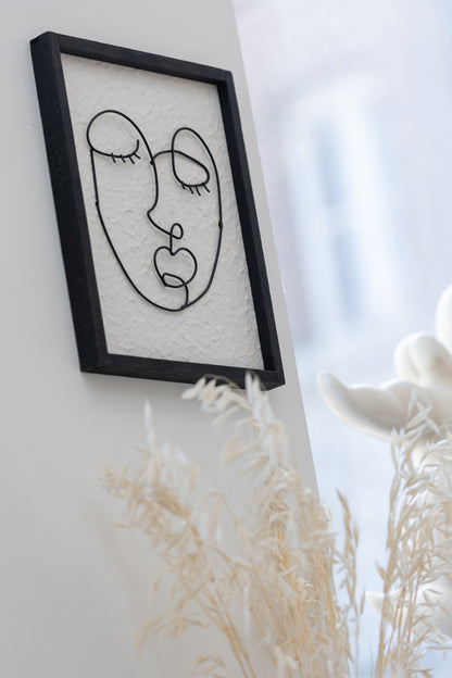 Wall Deco Faces Metal/Wood Black/White Small Assortment Of Two