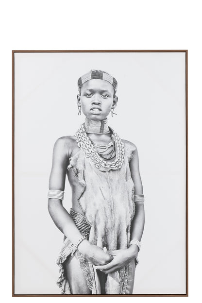 Wall Deco Boy Canvas/Wood Beige