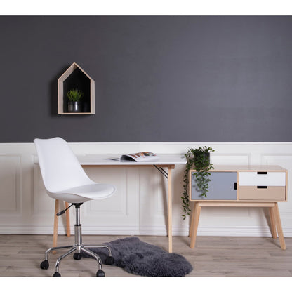 Vojens Desk - Desk, white and natural 120x60x75 cm