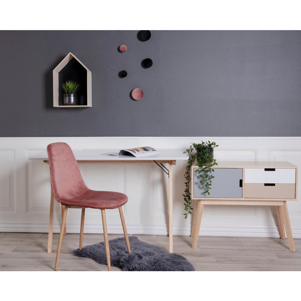 Vojens Desk - Desk, white and natural 120x60x75 cm