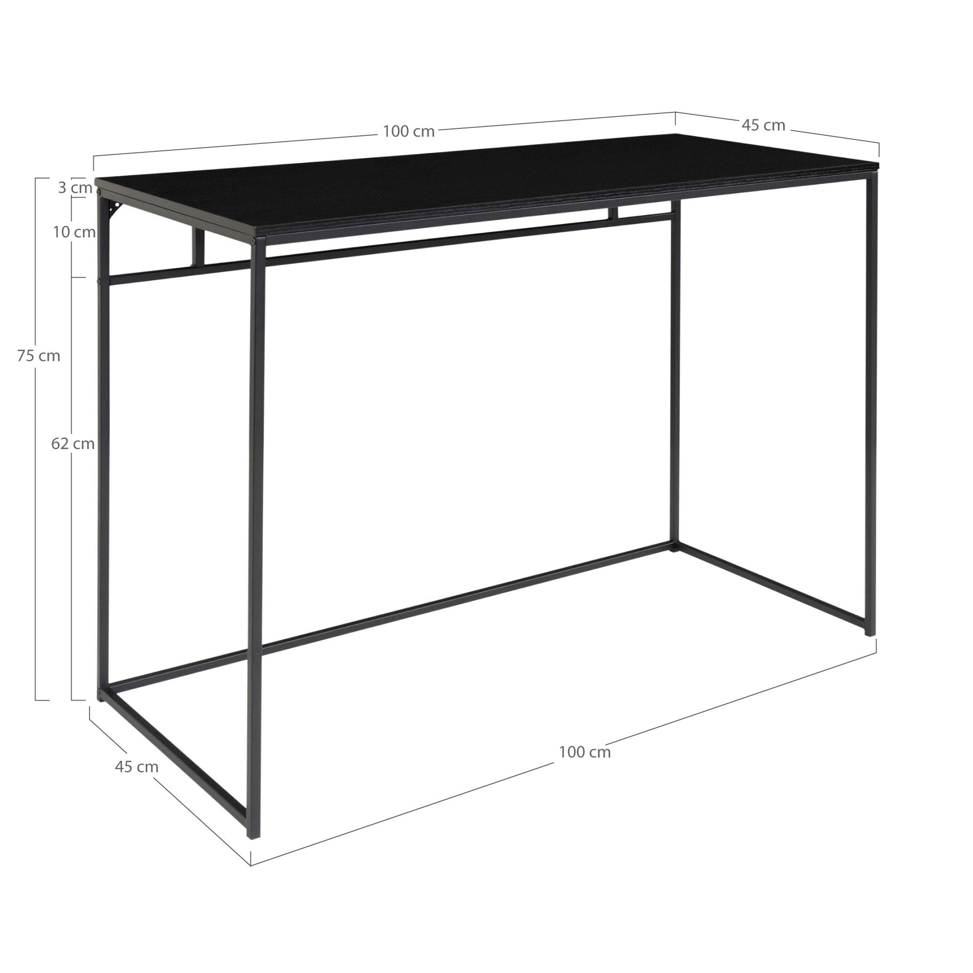 Vita Desk - Desk, black with black frame 100x45x75 cm