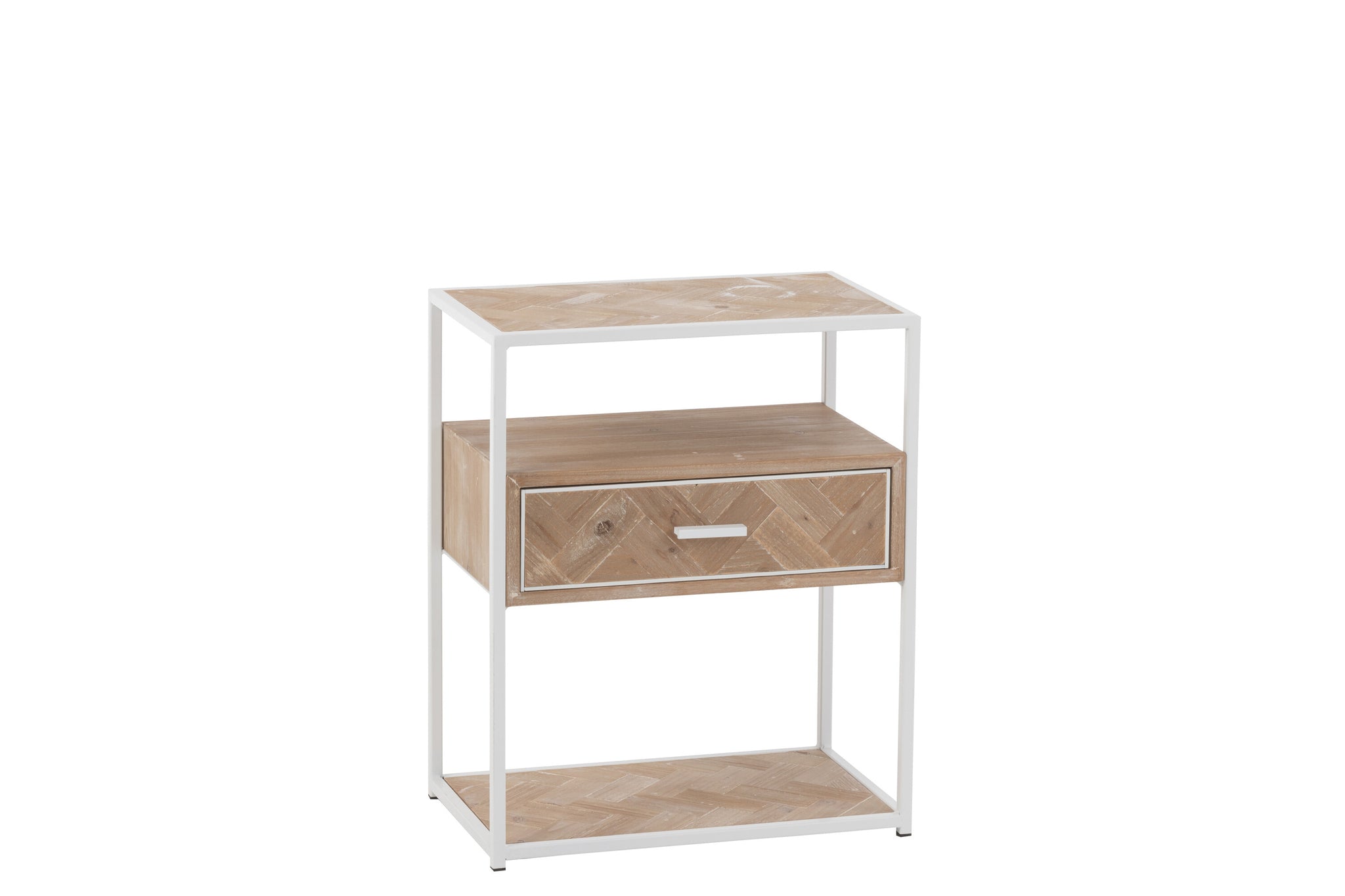 Sidetable Zigzag 1 Drawer Wood/Metal Natural/White