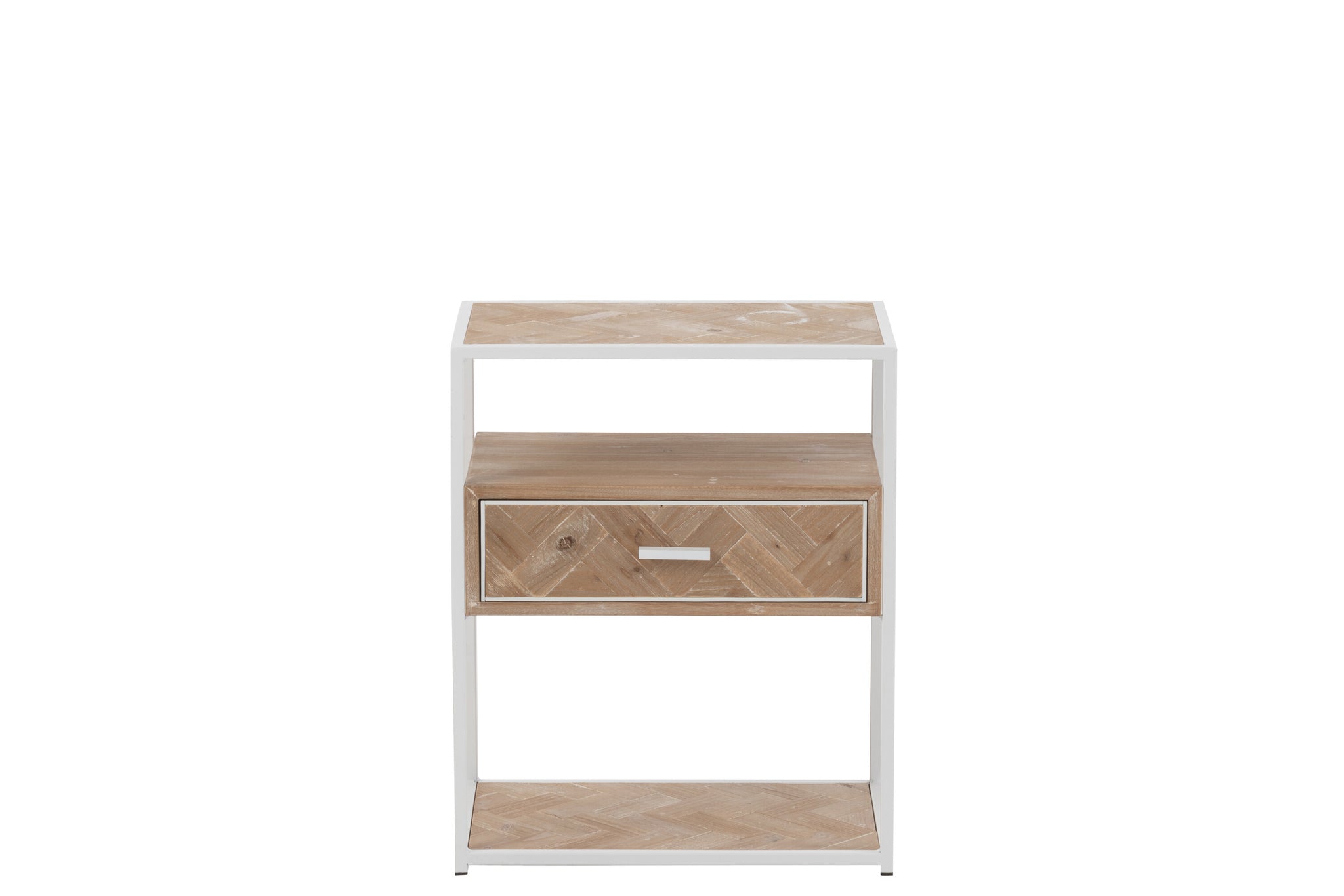 Sidetable Zigzag 1 Drawer Wood/Metal Natural/White