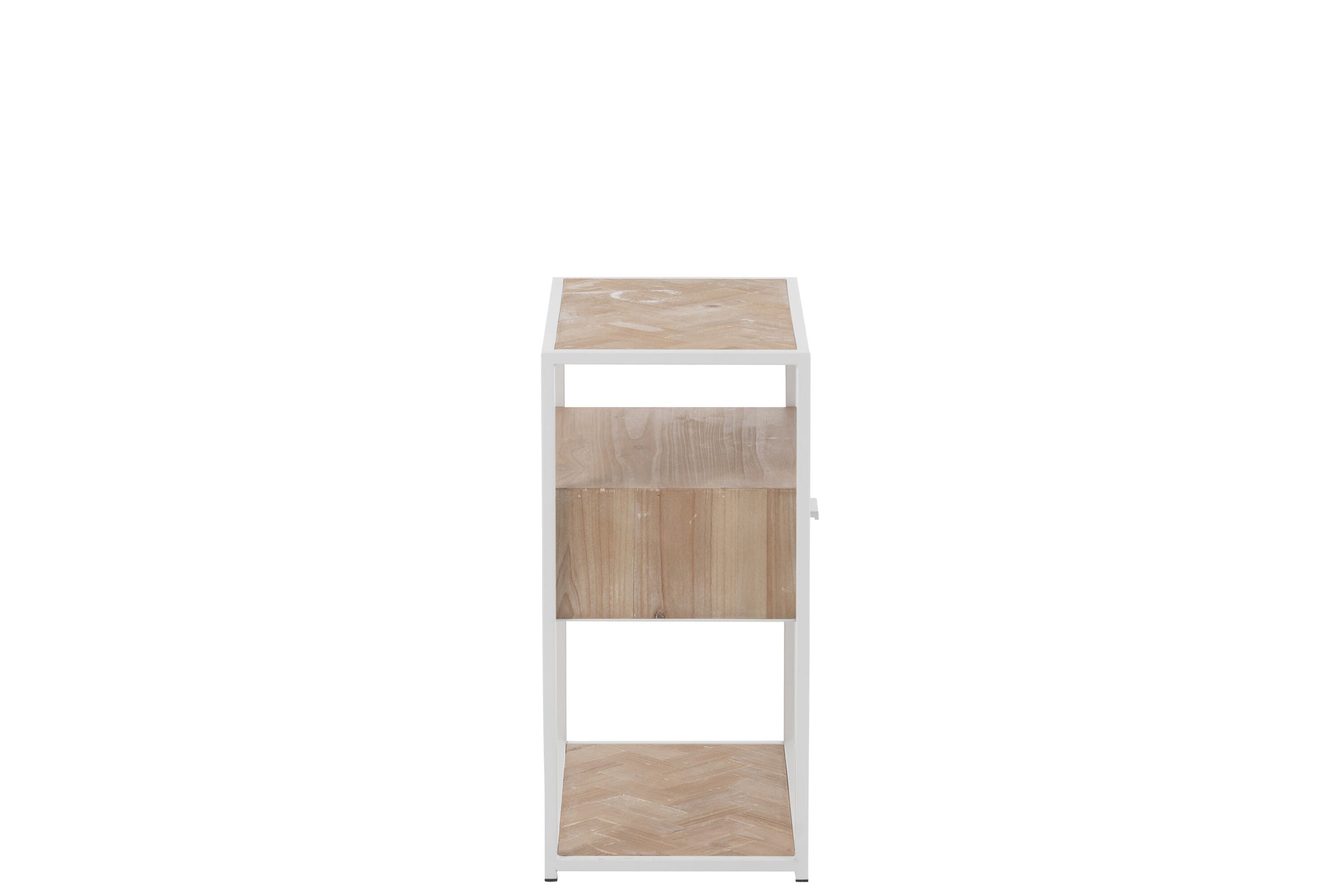 Sidetable Zigzag 1 Drawer Wood/Metal Natural/White