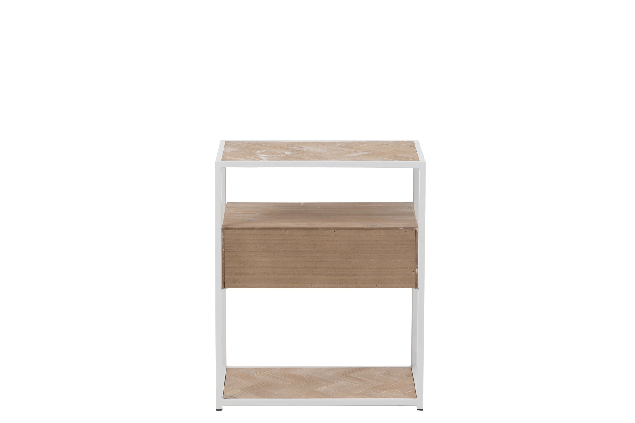 Sidetable Zigzag 1 Drawer Wood/Metal Natural/White