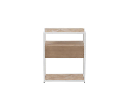 Sidetable Zigzag 1 Drawer Wood/Metal Natural/White