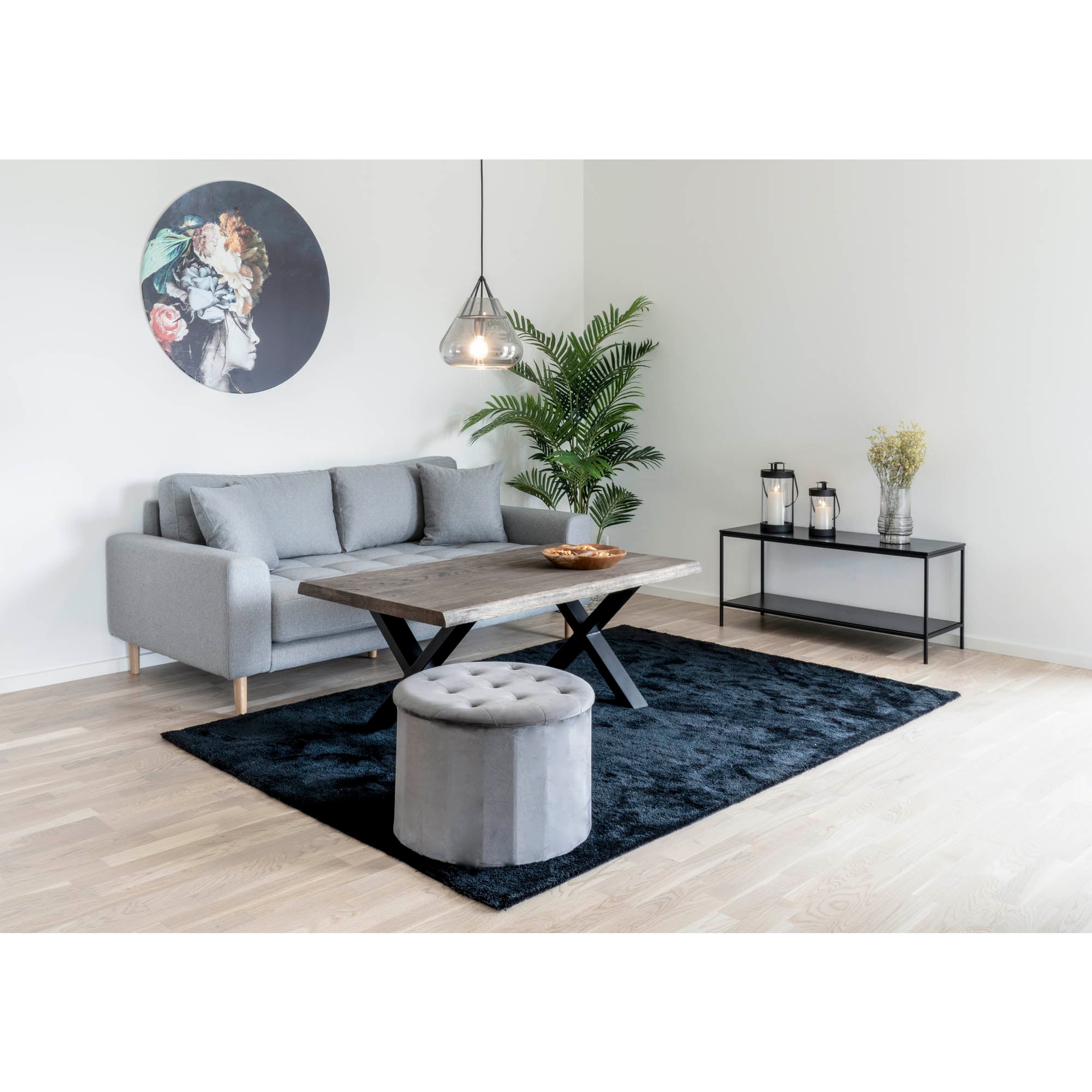 Vita TV-Ständer - TV-Möbel, 2 Ablagen, schwarz, schwarzer Rahmen 100x36x45 cm