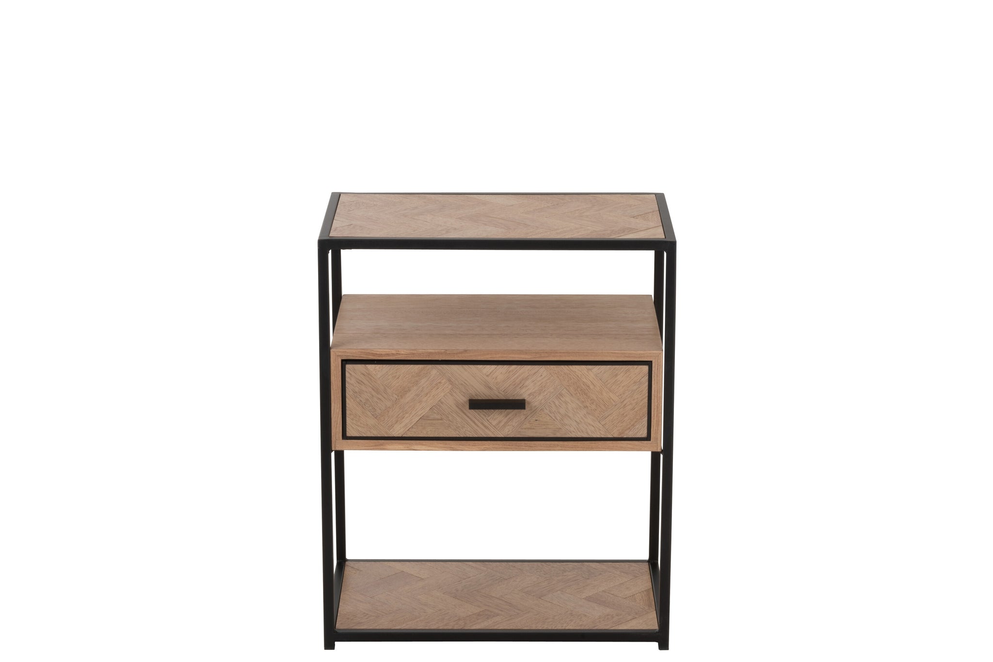 Sidetable Zigzag 1 Drawer Wood/Metal Natural/Black