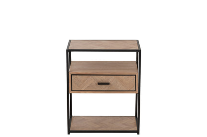 Sidetable Zigzag 1 Drawer Wood/Metal Natural/Black