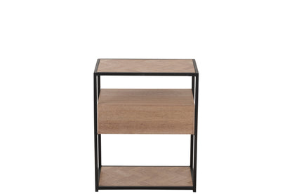 Sidetable Zigzag 1 Drawer Wood/Metal Natural/Black