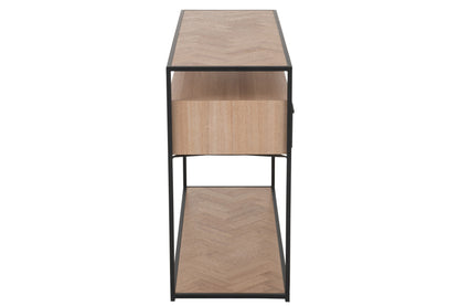 Console Zigzag 2 Drawers Wood/Metal Natural/Black