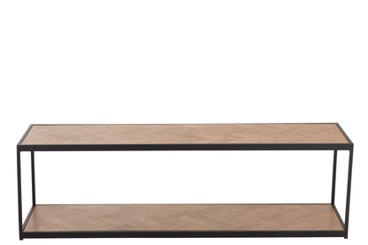 Coffee Table Zigzag Rectangle Wood/Metal Natural/Black