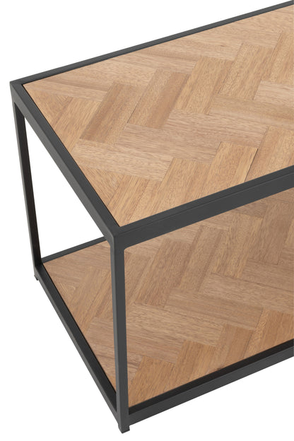 Coffee Table Zigzag Rectangle Wood/Metal Natural/Black
