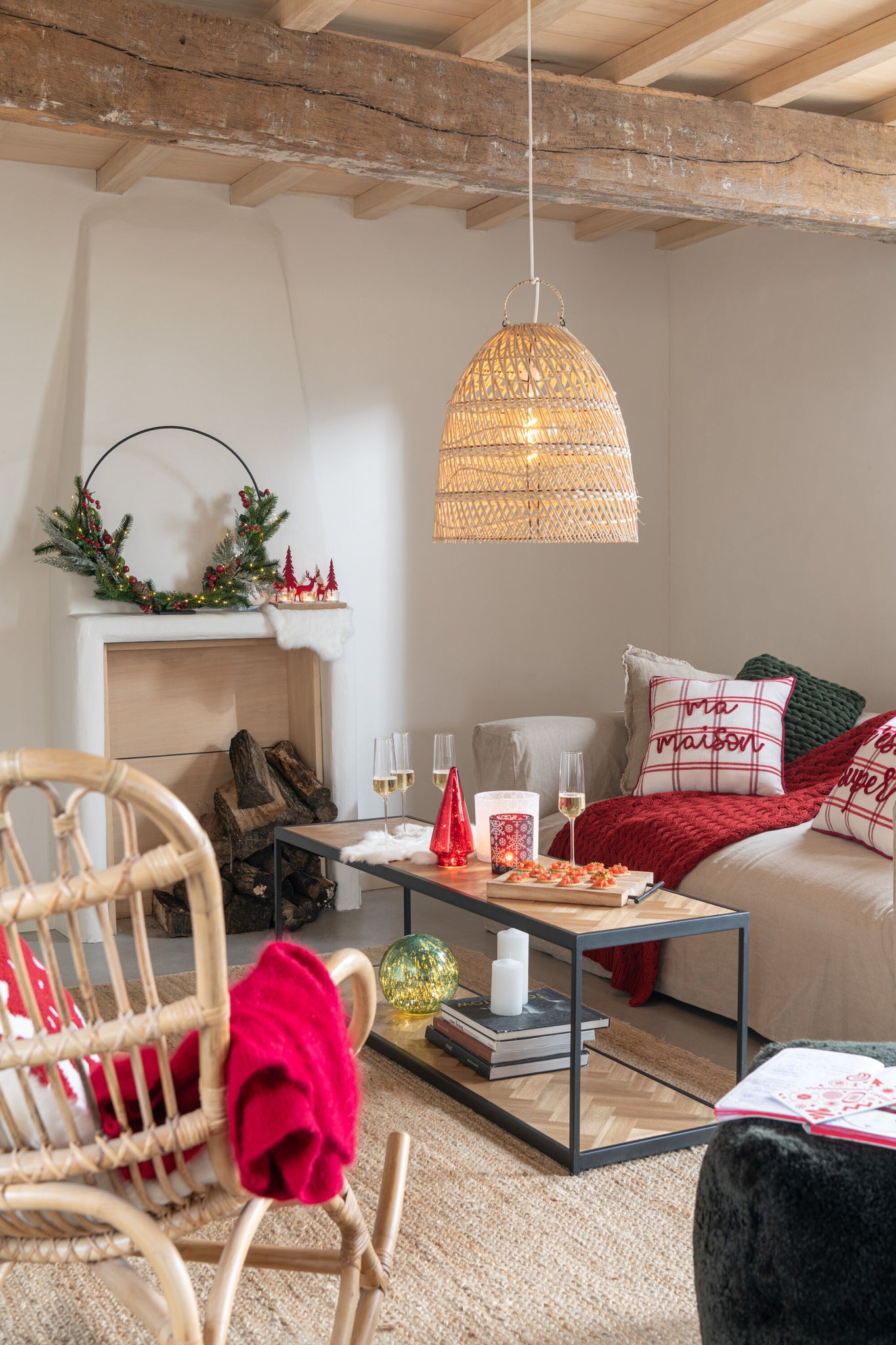 Coffee Table Zigzag Rectangle Wood/Metal Natural/Black