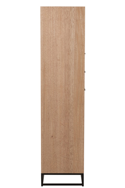 Cupboard High 3 Drawers Zigzag Wood/Metal Natural/Black