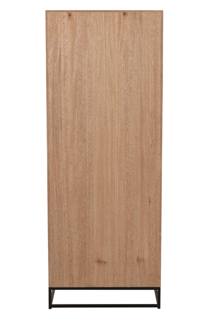 Cupboard High 3 Drawers Zigzag Wood/Metal Natural/Black